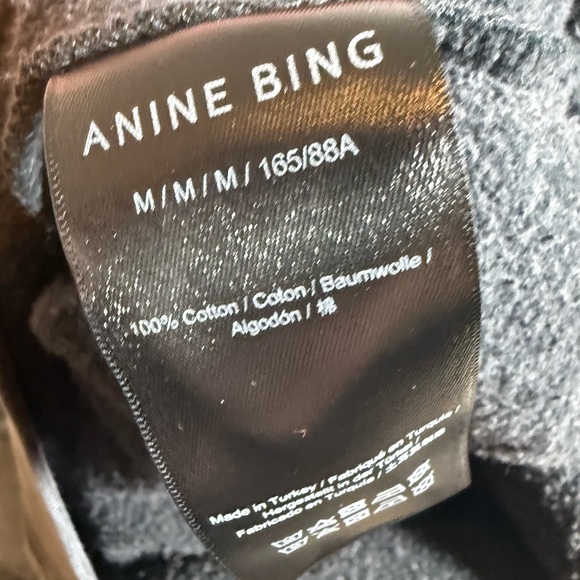 ANINE BING Miles Sweatshirt Washed Black Leopard Logo| Luxe Minimalist |Elevated - Picture 7 of 9